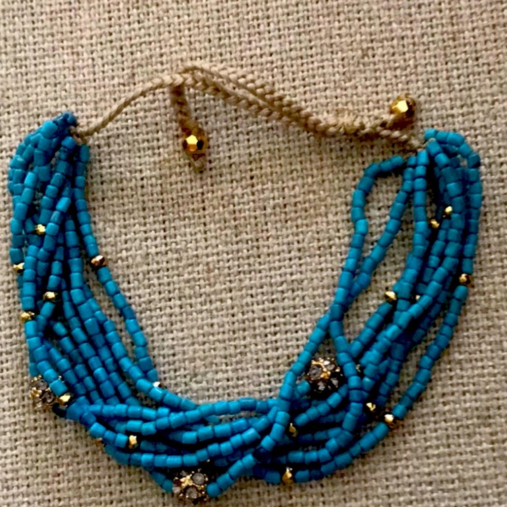 Multiple strand vintage turquoise adjustable bracelet